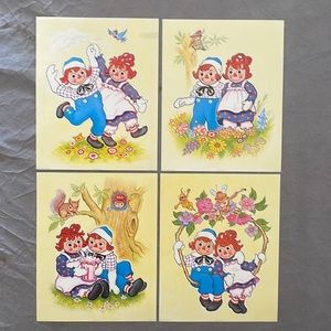 Vintage 1974 Raggedy Ann & Andy colored prints.
